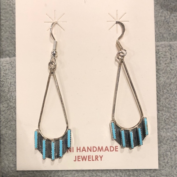 David Kaamasee Turquise 925 Zuni Earrings